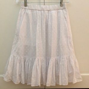 Petite white clip-dot tiered skirt